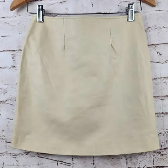 Retrofete Leather Willa Skirt in Pistachio Shell Cream Size XS NWT Mini